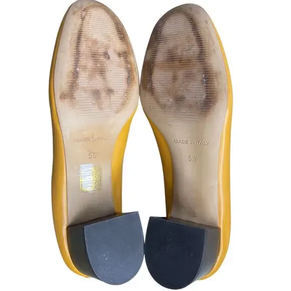 Everlane The Day Leather Heel Size 5.5 Mustard Yellow comfort shoes preppy - Picture 8 of 11